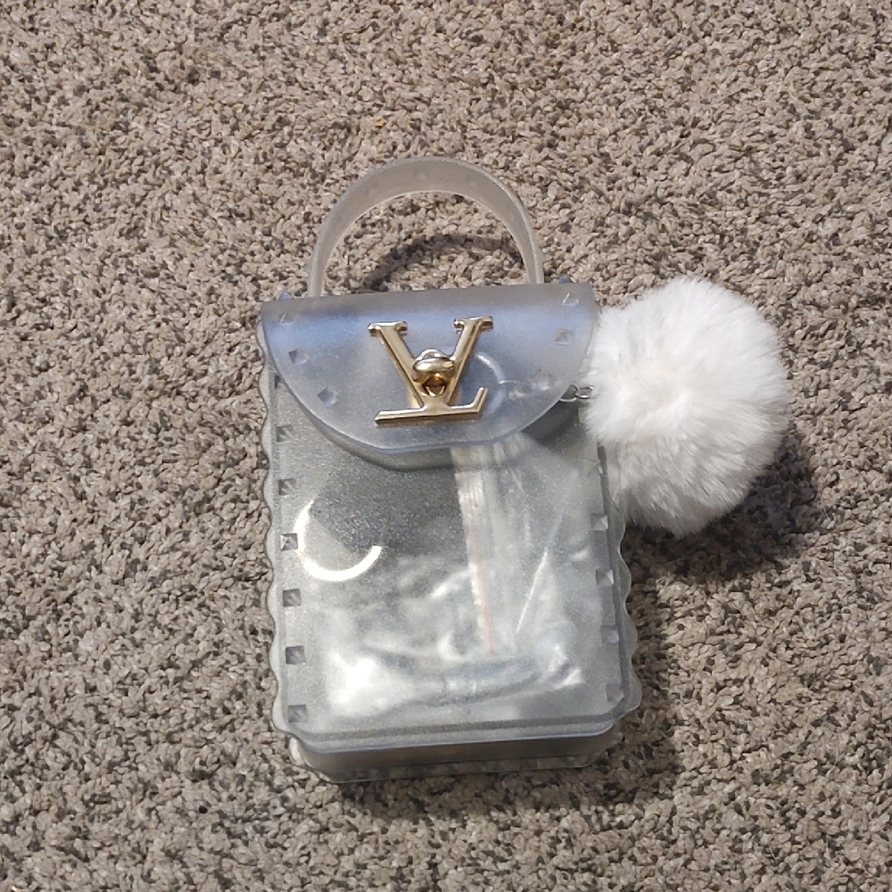 Transparent Designer Mini Bag with White Pom Pom